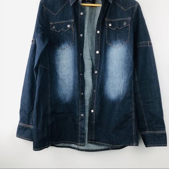 Carreli Jeans Cotton long-sleeve collar Snap up denim Shirt Women Shacket Size M - Picture 5 of 14